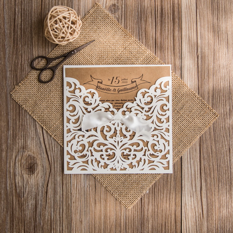 Faire-part mariage dentelle  Invitation faire part dentelle