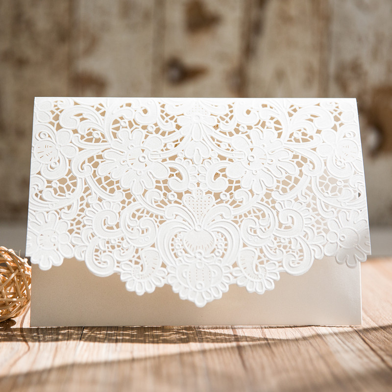 Faire Part Mariage Pochette Dentelle