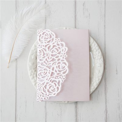 Faire-part mariage, pochette dentelle