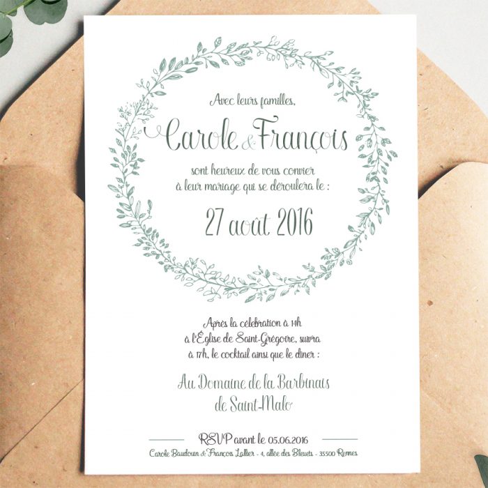 Faire part mariage, mariage champetre