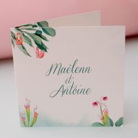 Faire part mariage nature, fleurs exotique