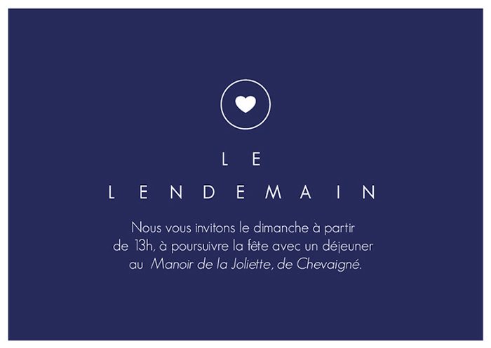 Carton d'invitation lendemain mariage