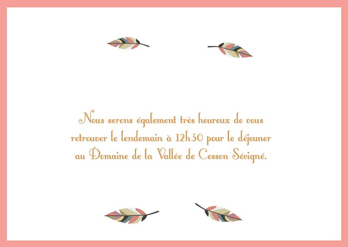 Carton d'invitation lendemain mariage