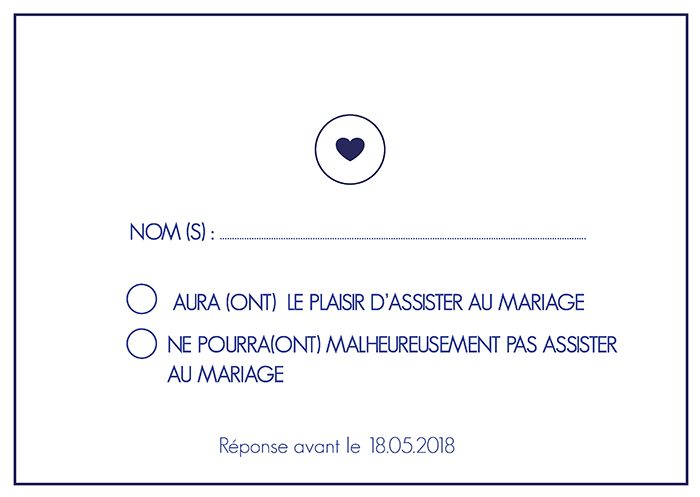 Carte réponse invitation mariage