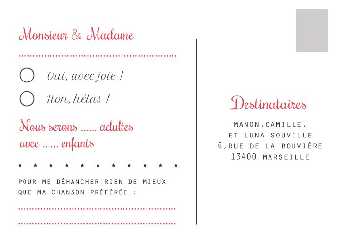 Coupon réponse mariage verso