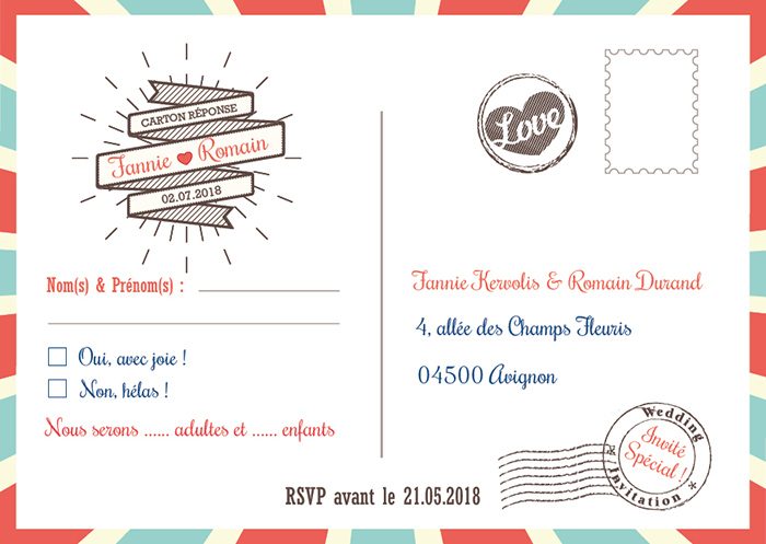 Carton dréponse invitation mariage / Thème mariage cirque