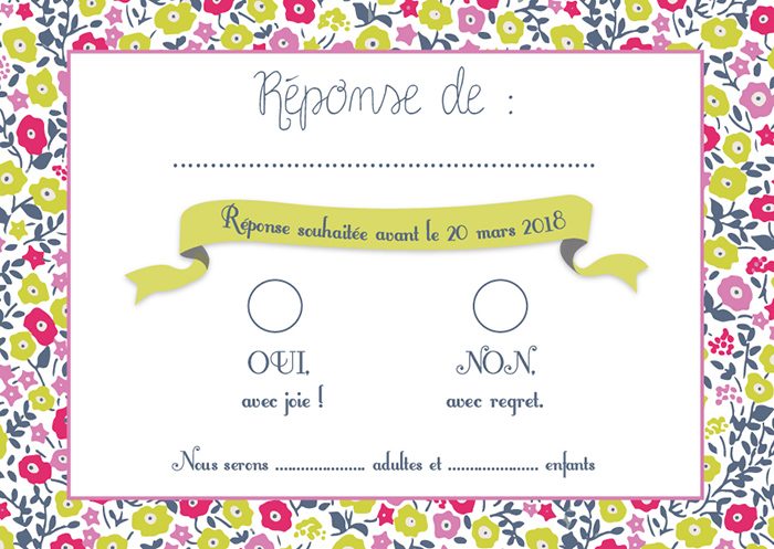 carte réponse invitation mariage