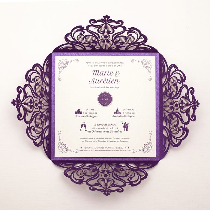 Faire-part violet, mariage violet