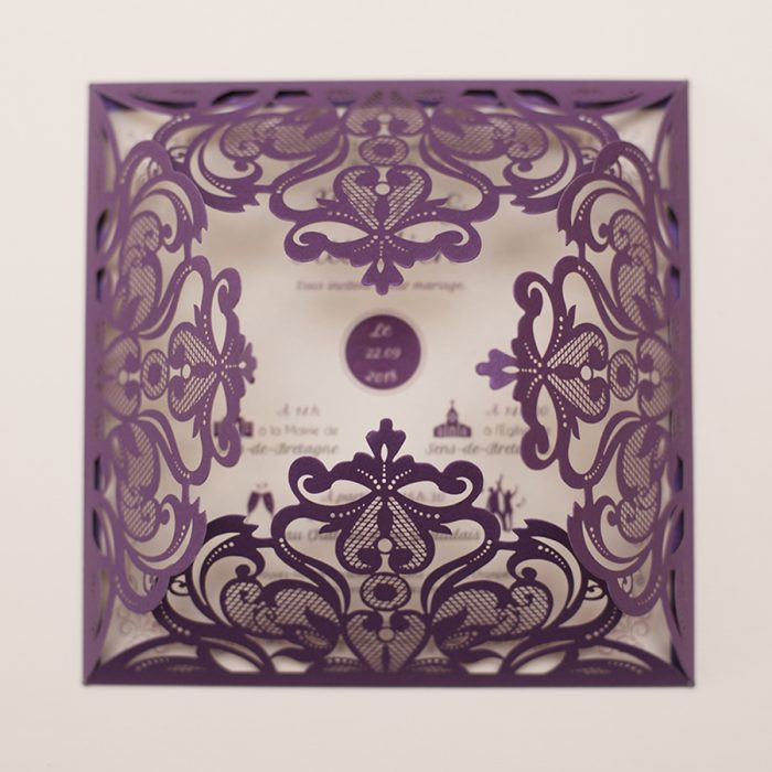 Faire-part mariage violet