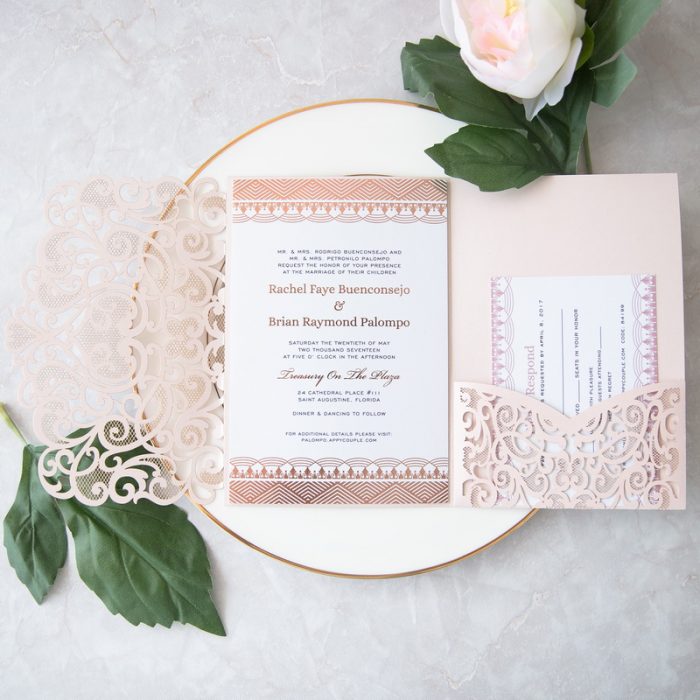 Faire-part mariage rose gold