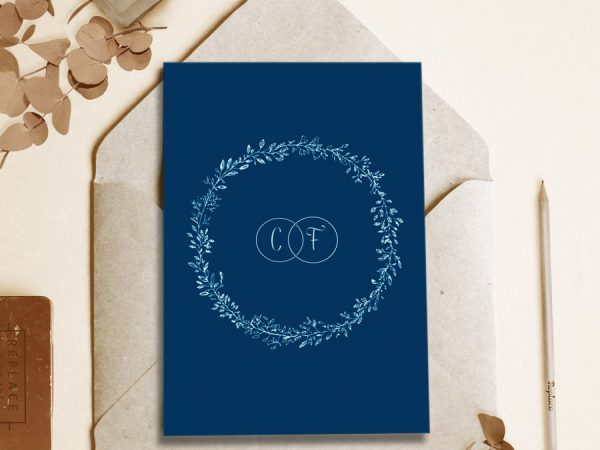 Faire part de mariage bleu marine