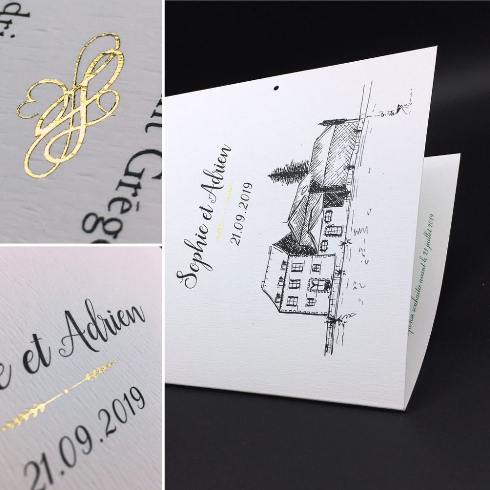 Faire-part mariage dorure a chaud