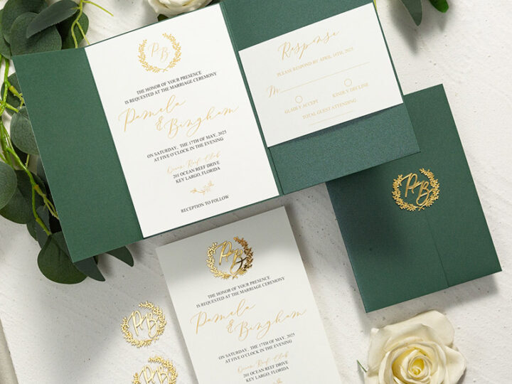 Faire-part de mariage vert champêtre