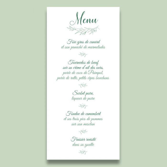Menu mariage Champêtre N°2