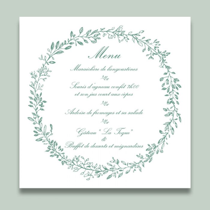 Carte menu mariage chic n°3