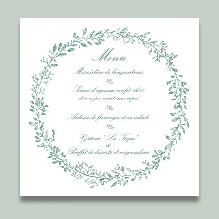 Carte menu mariage chic n°3