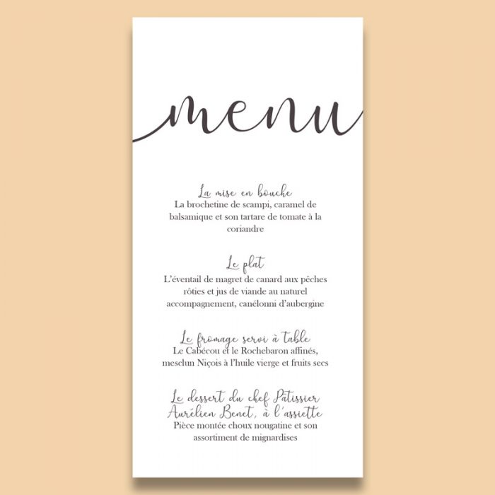 Menu mariage champêtre