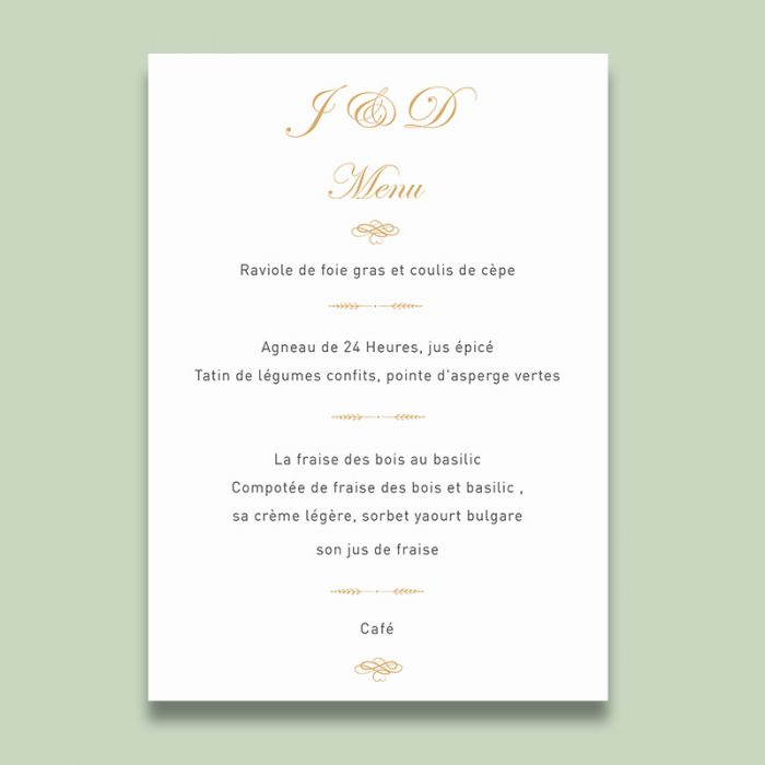 Menu mariage chic n°6