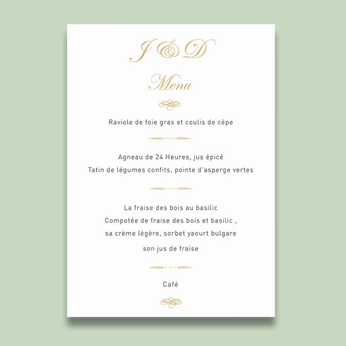 Menu mariage chic n°6