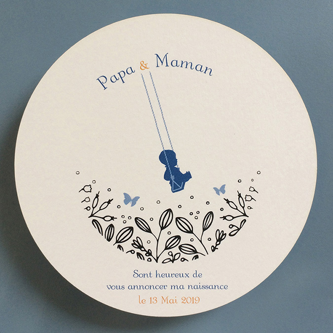 Faire-part de naissance original, rond