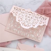 Faire-part mariage pochette dentelle