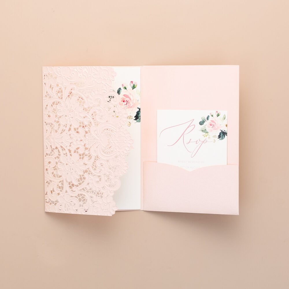 Faire-part rose romantique