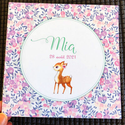 Faire-part original de naissance faon et biche